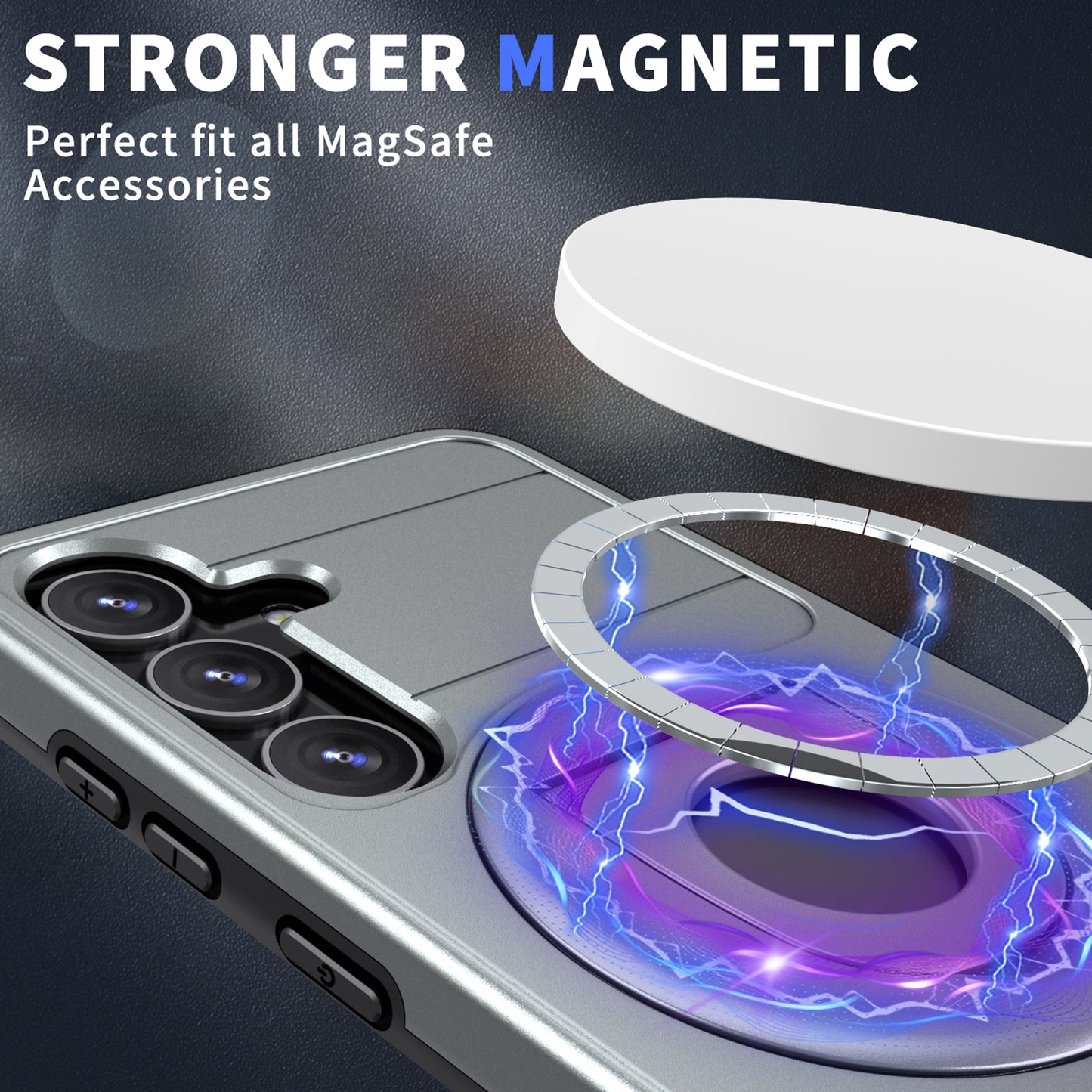 For Samsung Galaxy S24+ Phone Case Magnetic Kickstand Cover Compatible with MagSafe - Grey