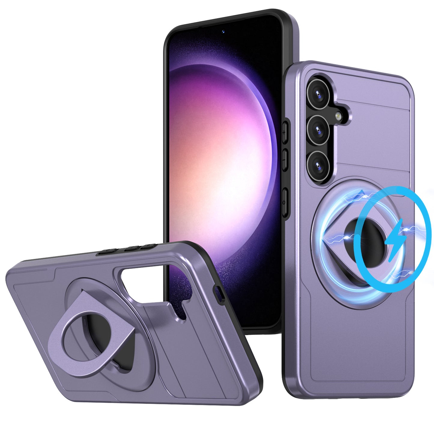 For Samsung Galaxy S24+ Phone Case Magnetic Kickstand Cover Compatible with MagSafe - Purple