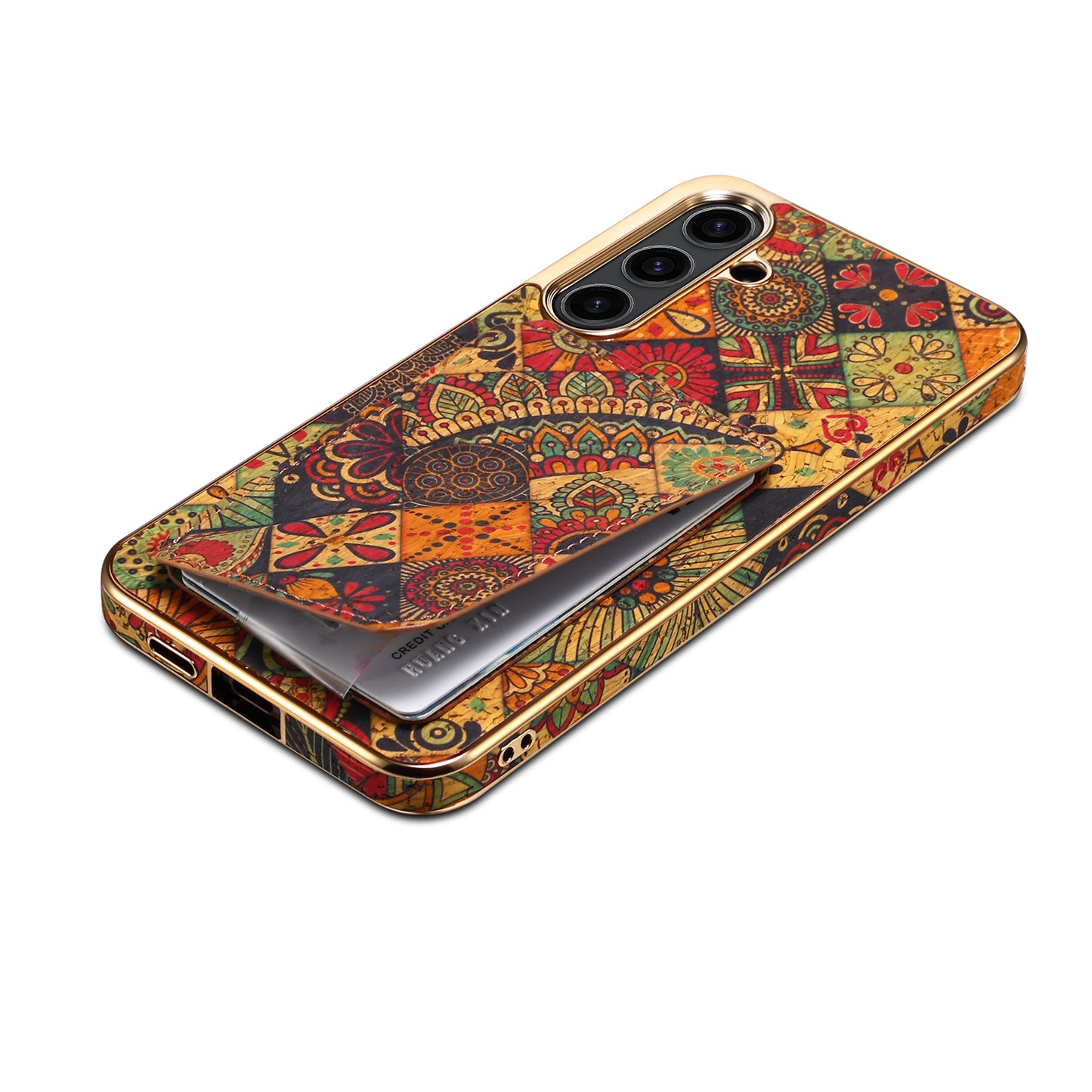 For Samsung Galaxy S24 Flower Phone Case Card Slots Kickstand Electroplated Cover - Yellow