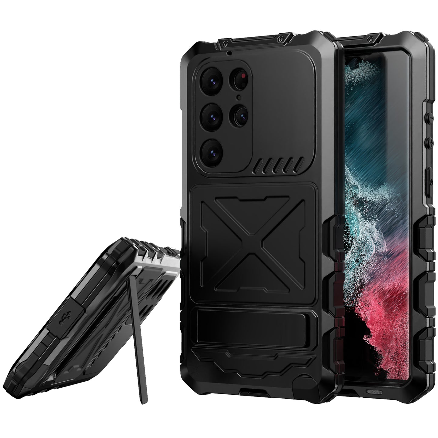 For Samsung Galaxy S24 Ultra Kickstand Phone Case Military Grade Shockproof Cover - Black
