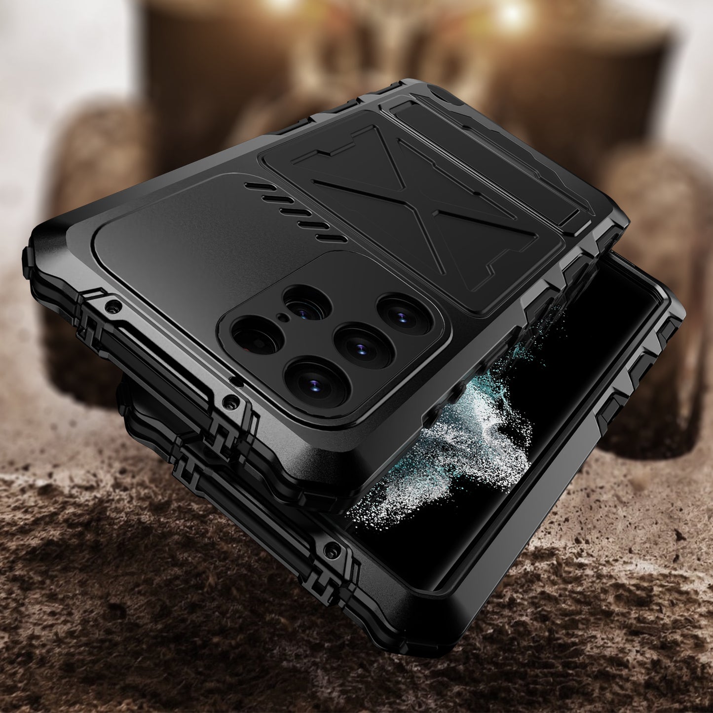 For Samsung Galaxy S24 Ultra Kickstand Phone Case Military Grade Shockproof Cover - Black