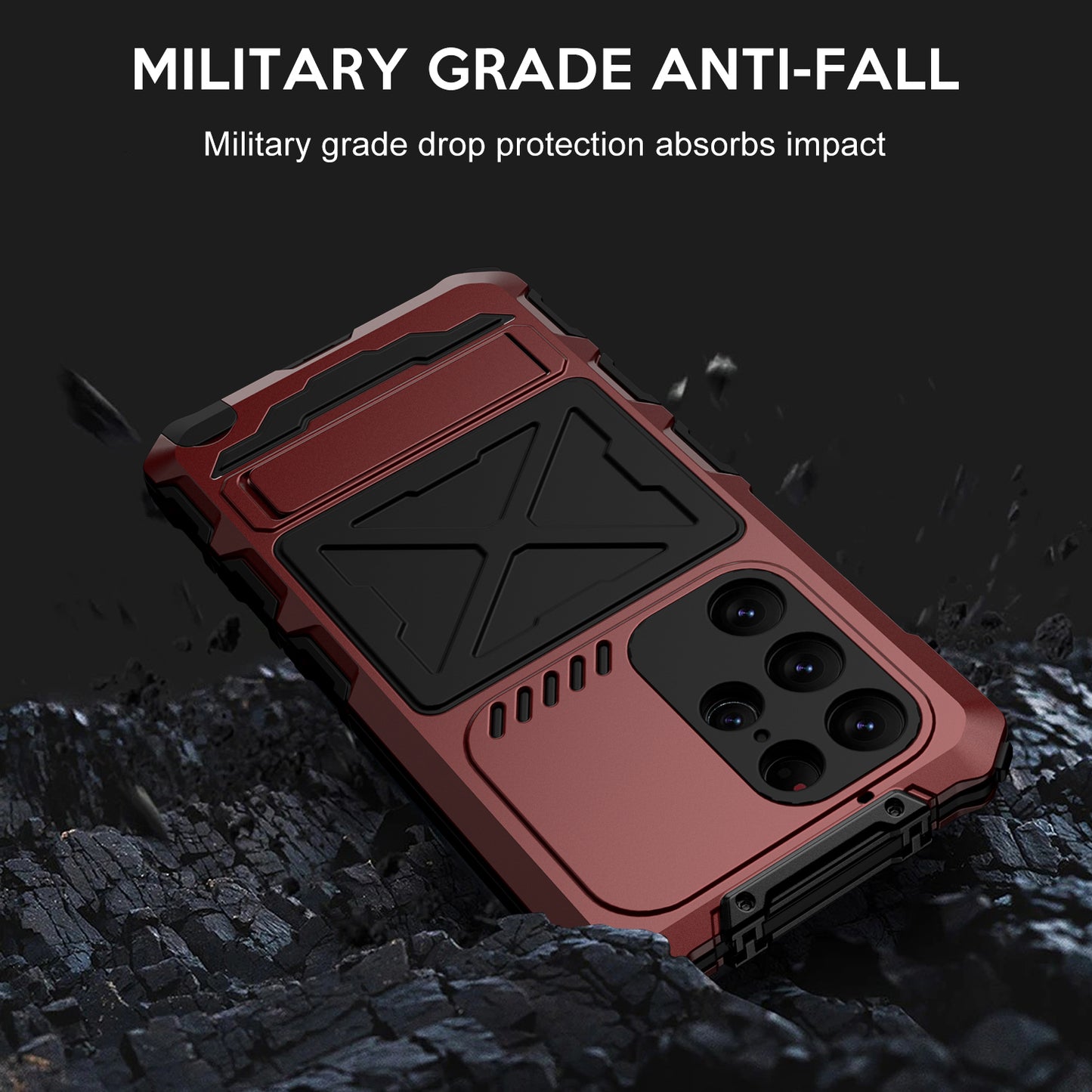 For Samsung Galaxy S24 Ultra Kickstand Phone Case Military Grade Shockproof Cover - Red