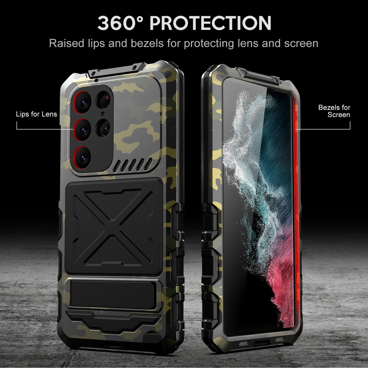 For Samsung Galaxy S24 Ultra Kickstand Phone Case Military Grade Shockproof Cover - Camouflage