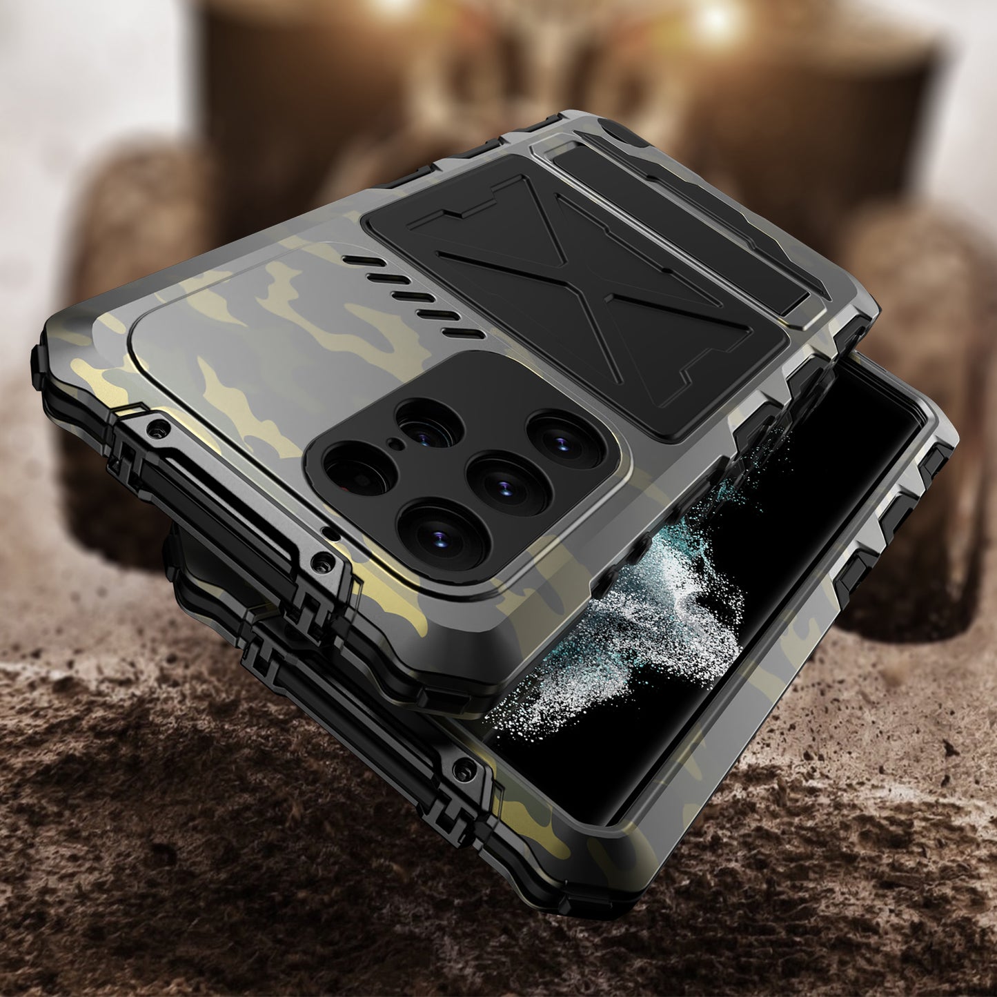 For Samsung Galaxy S24 Ultra Kickstand Phone Case Military Grade Shockproof Cover - Camouflage