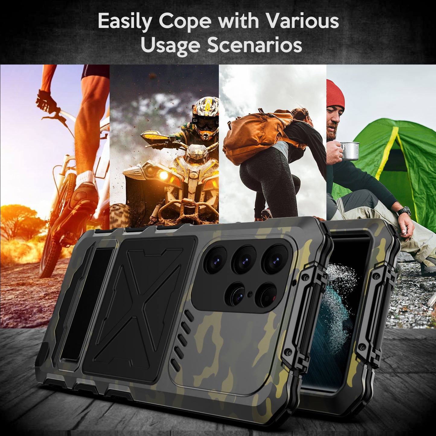 For Samsung Galaxy S24 Ultra Kickstand Phone Case Military Grade Shockproof Cover - Camouflage