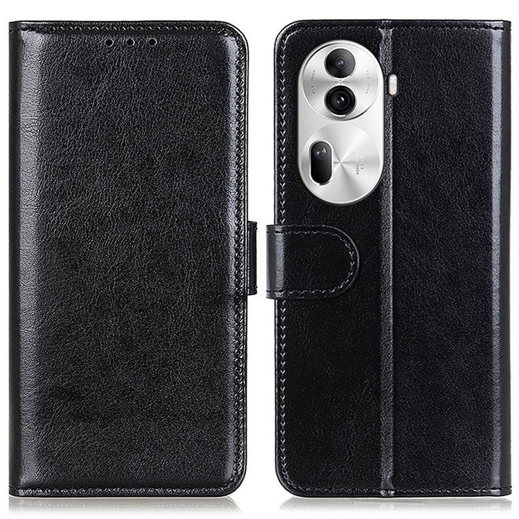 Phone Case for Oppo Reno11 Pro 5G (Global) / Reno11 (China) 5G Crazy Horse Texture Wallet Leather Cover - Black