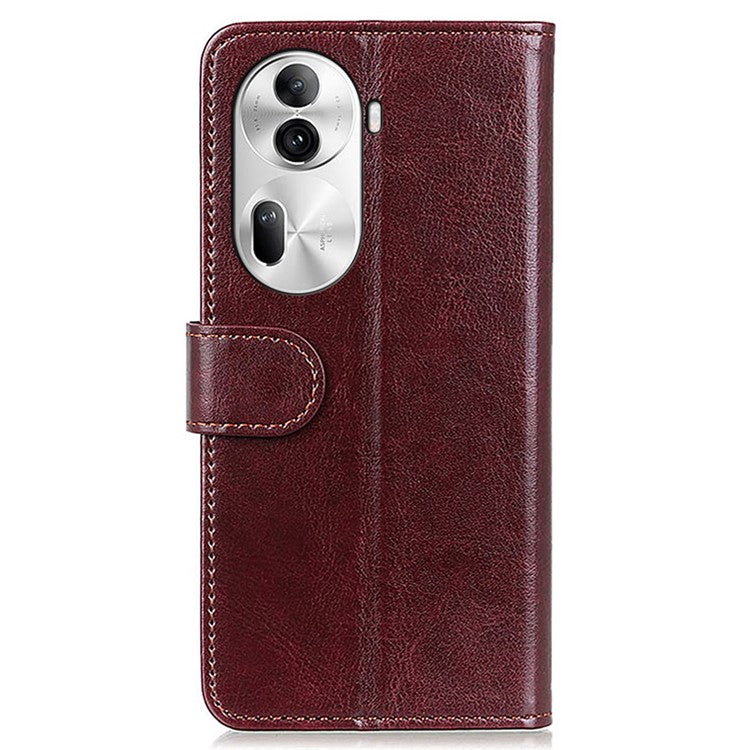 Phone Case for Oppo Reno11 Pro 5G (Global) / Reno11 (China) 5G Crazy Horse Texture Wallet Leather Cover - Brown