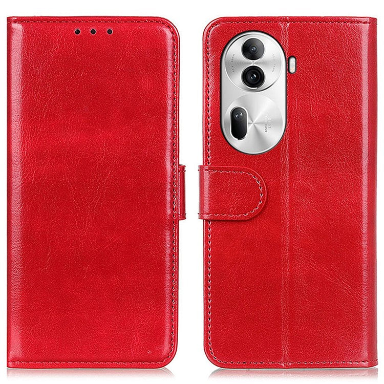 Phone Case for Oppo Reno11 Pro 5G (Global) / Reno11 (China) 5G Crazy Horse Texture Wallet Leather Cover - Red