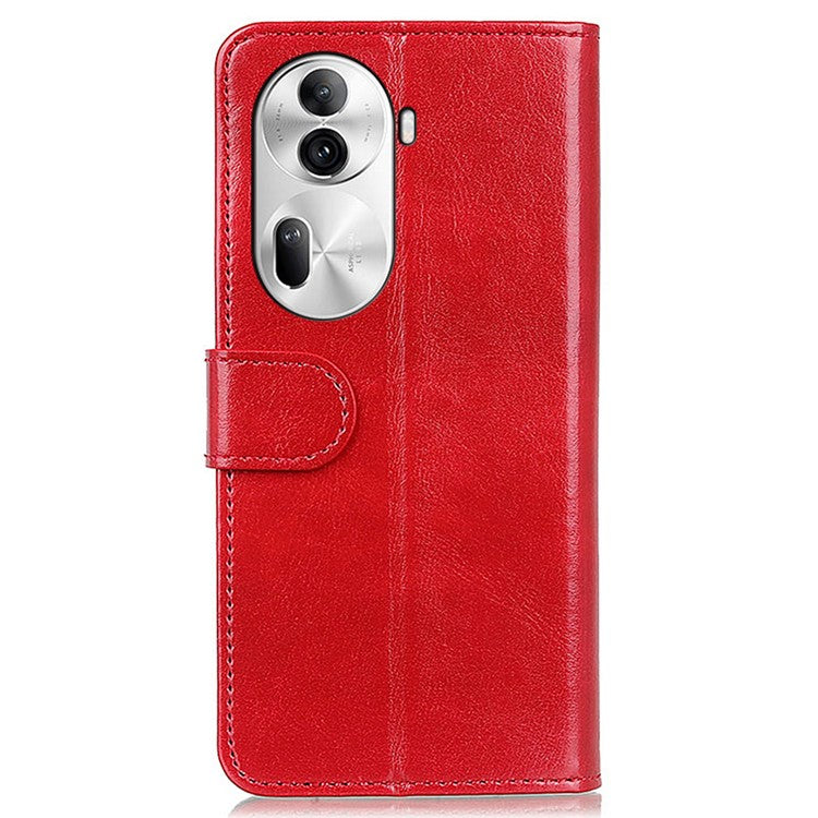 Phone Case for Oppo Reno11 Pro 5G (Global) / Reno11 (China) 5G Crazy Horse Texture Wallet Leather Cover - Red