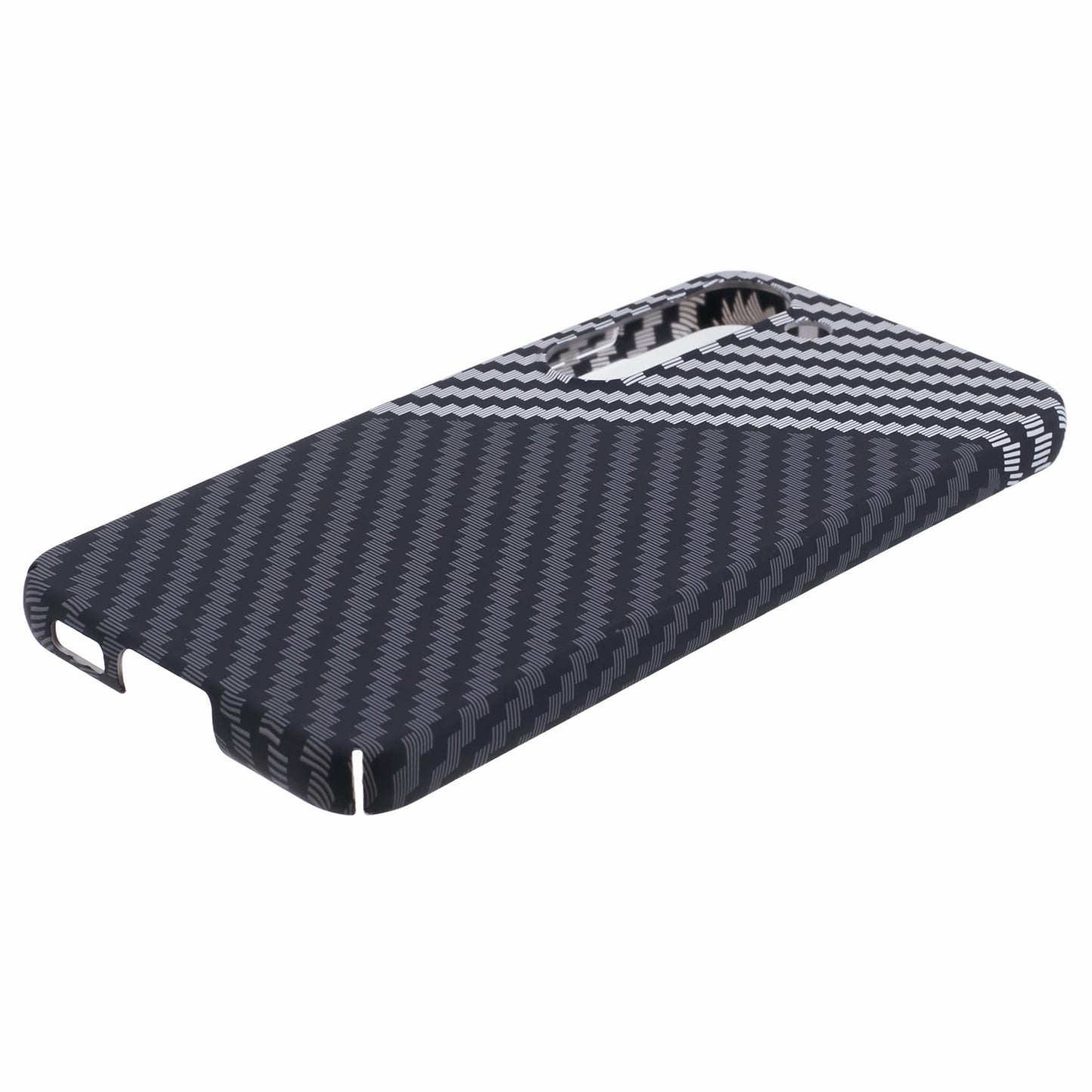For Samsung Galaxy S24 Case Carbon Fiber Texture Splicing PC Phone Cover - Black+White