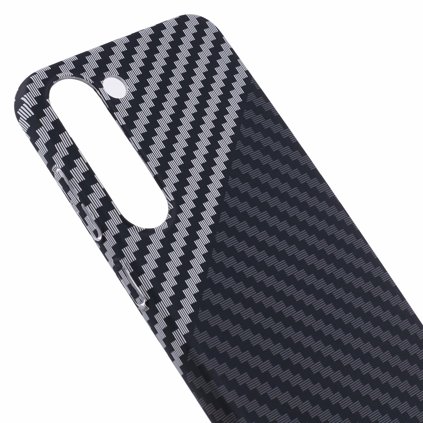 For Samsung Galaxy S24 Case Carbon Fiber Texture Splicing PC Phone Cover - Black+White