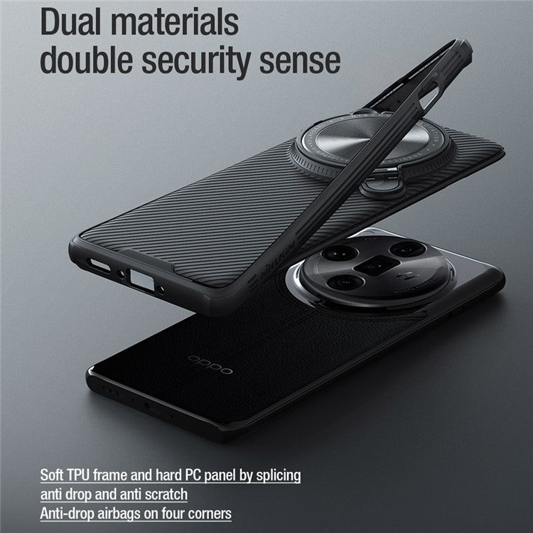 NILLKIN CamShield Prop Series for Oppo Find X7 Ultra Kickstand Phone Case with Lens Cover - Black