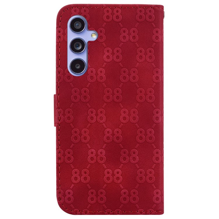 For Samsung Galaxy A55 5G Case Double 8-Shape Imprinted Leather Cover with Wallet - Red