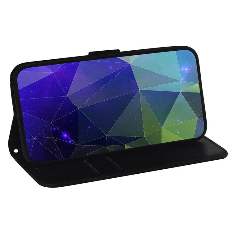 For Samsung Galaxy A35 5G Case with Hand Strap Mirror-Like Surface Leather Cover - Black