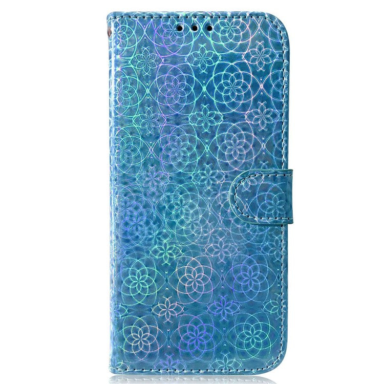 For Samsung Galaxy A55 5G Case Dazzling Flower Leather Wallet Phone Cover - Blue
