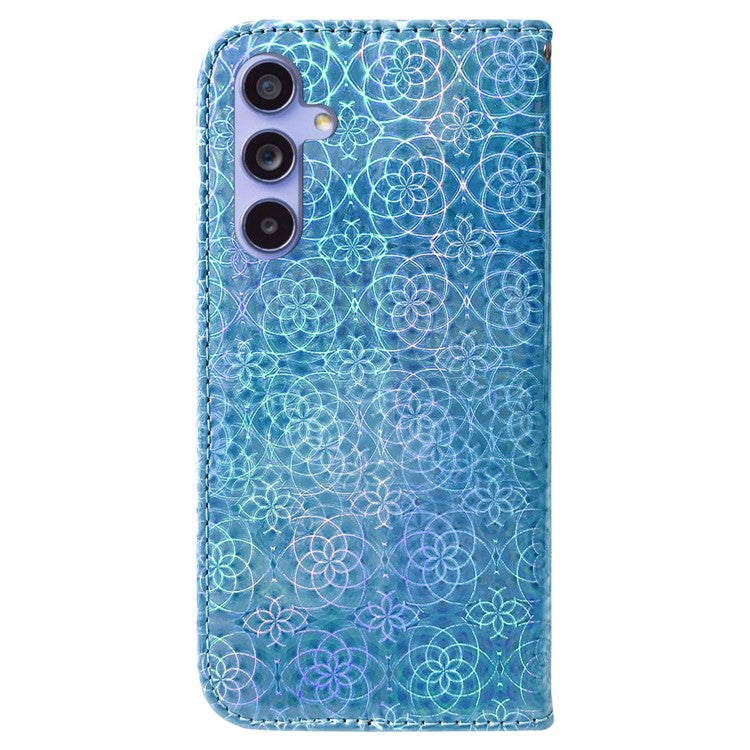 For Samsung Galaxy A55 5G Case Dazzling Flower Leather Wallet Phone Cover - Blue