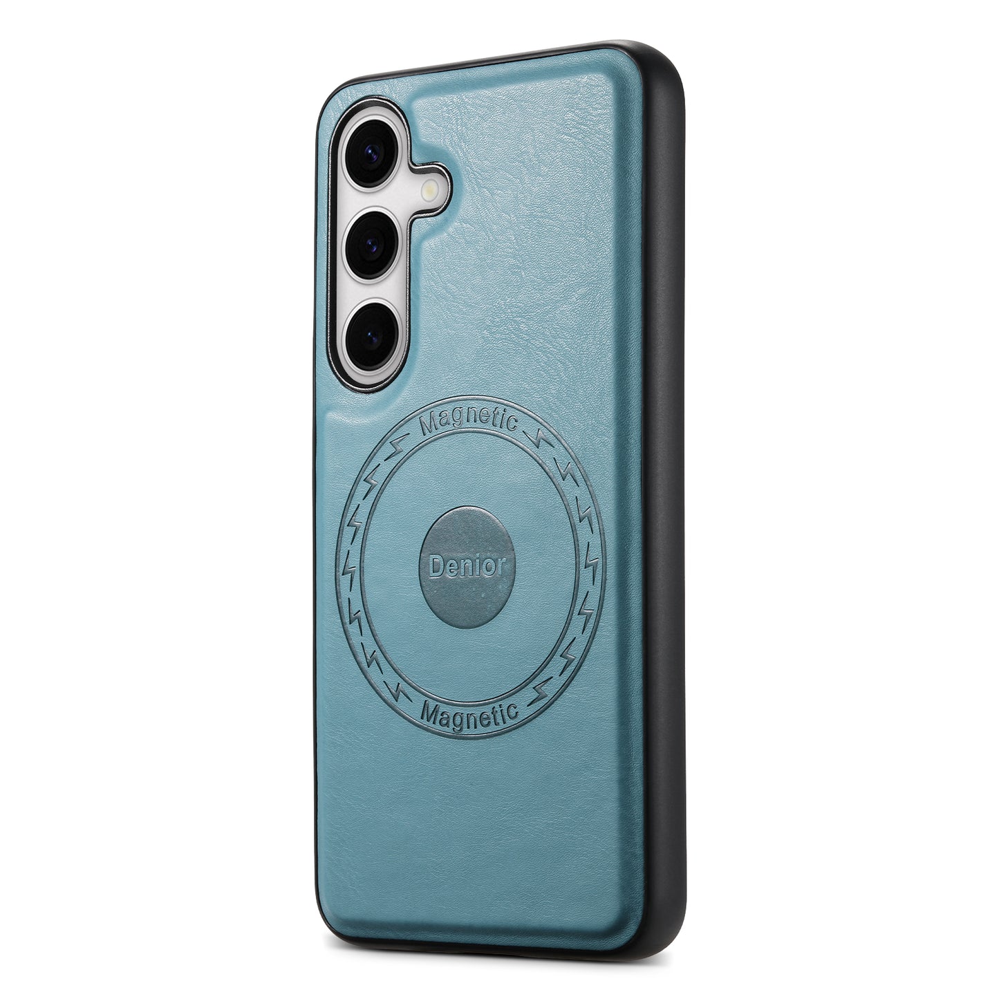 DENIOR For Samsung Galaxy S24+ Case Cowhide Texture Magnetic Phone Cover - Blue