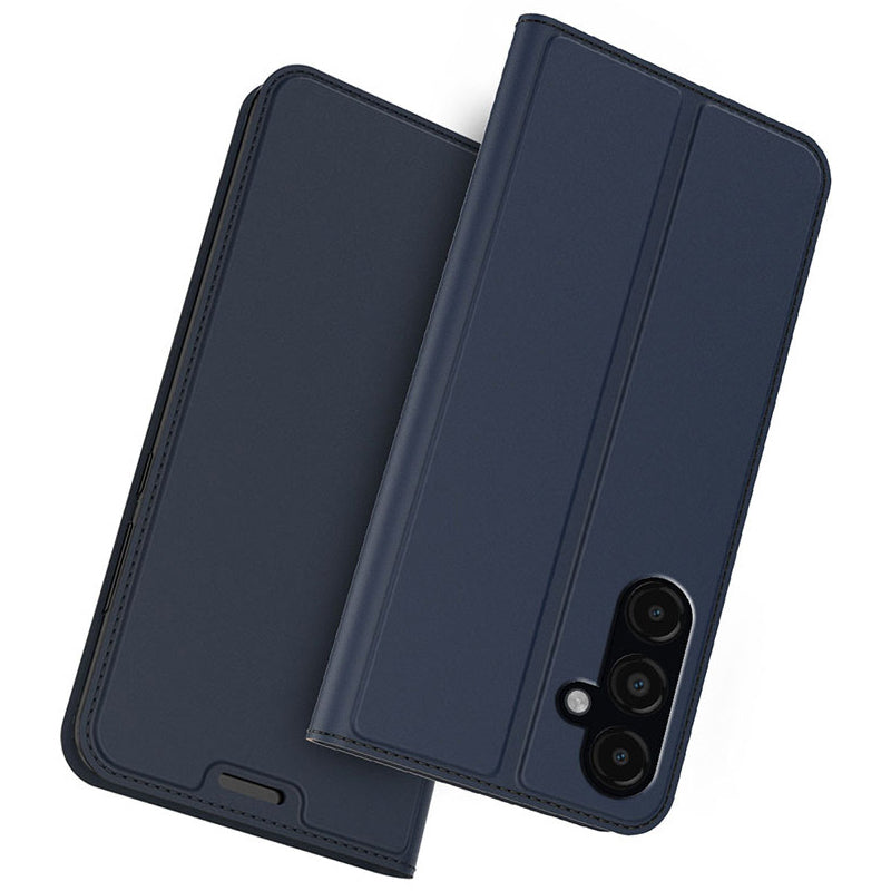 For Samsung Galaxy S24+ Card Holder PU Leather Phone Cover Anti-Scratch Cell Phone Stand Case - Blue
