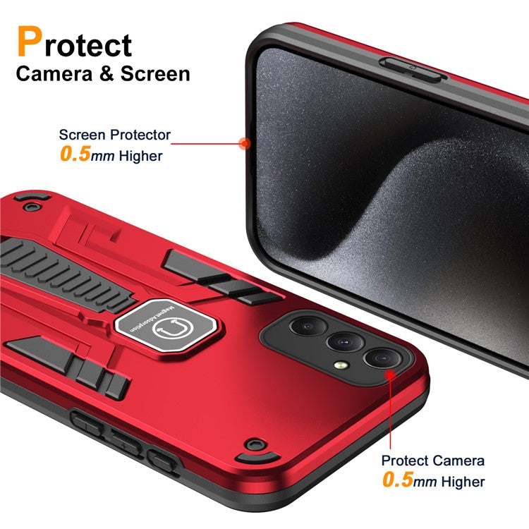 For Samsung Galaxy A34 5G Case Anti-drop PC + TPU Kickstand Phone Cover - Red