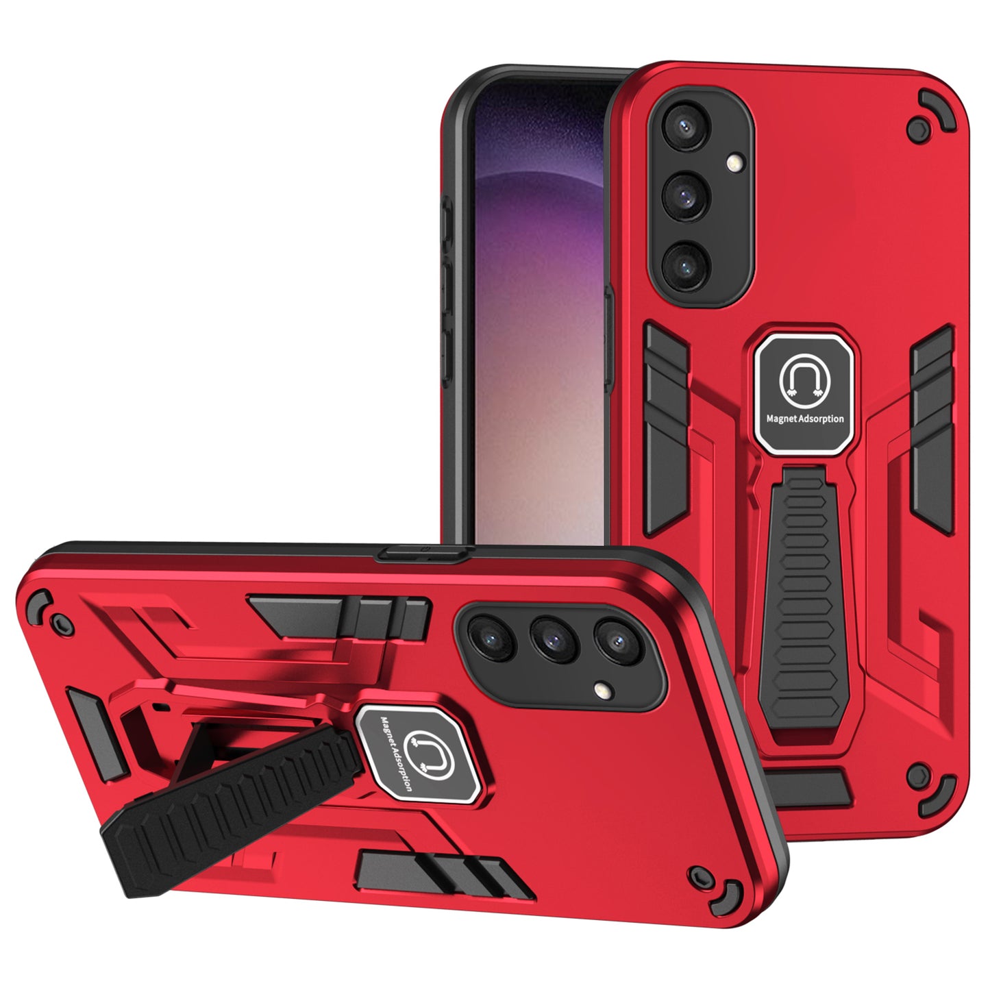 For Samsung Galaxy S24+ Case Anti-scratch PC + TPU Phone Back Shell with Kickstand - Red