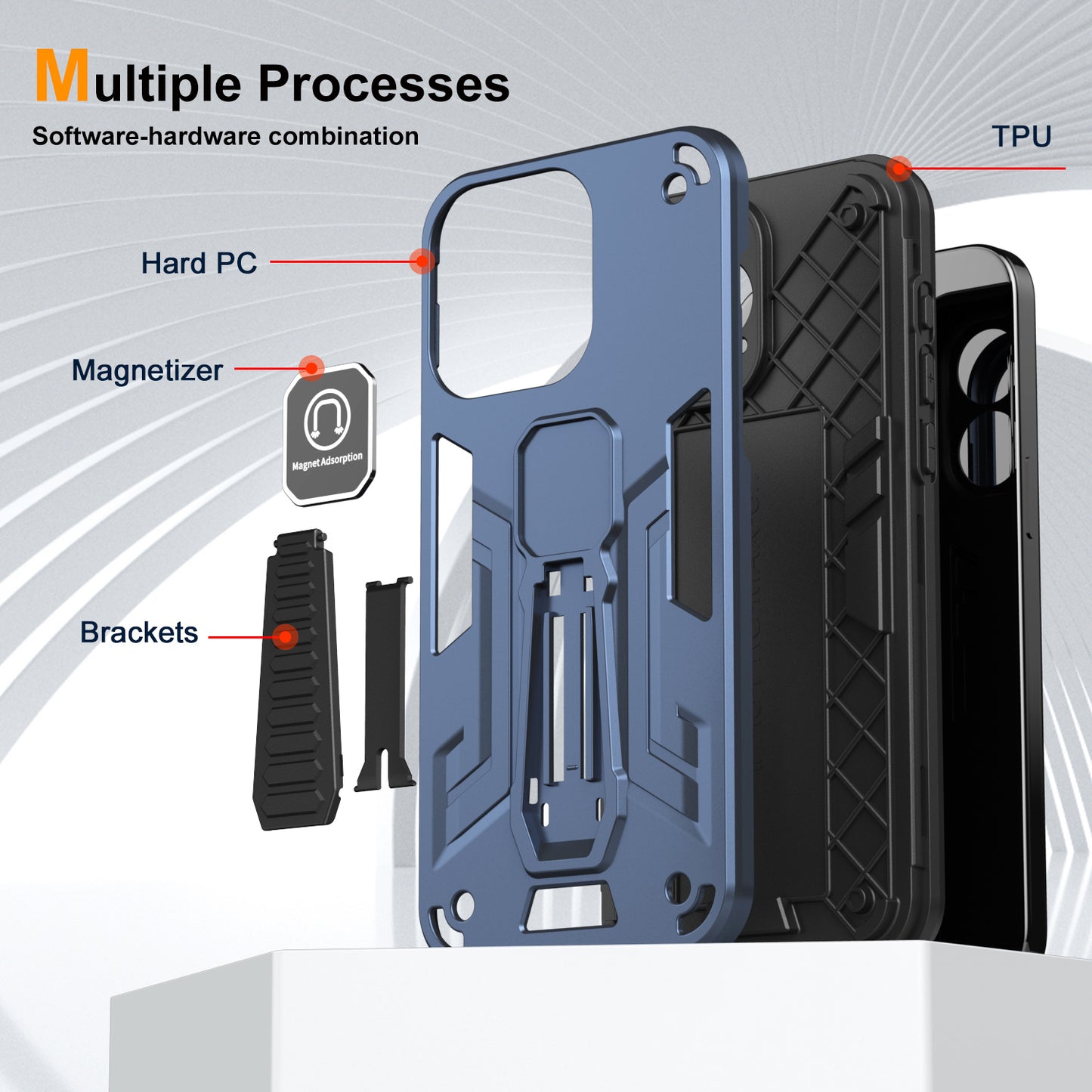 For Samsung Galaxy S24+ Case Anti-scratch PC + TPU Phone Back Shell with Kickstand - Blue
