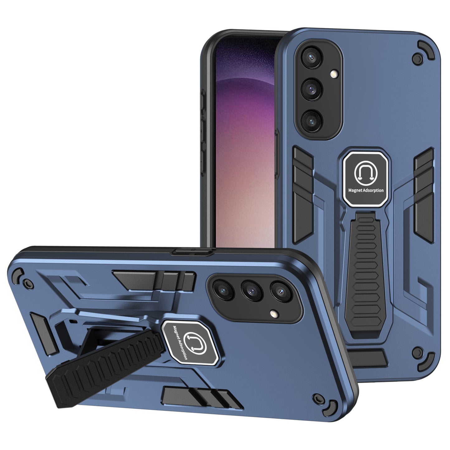 For Samsung Galaxy S24 Case Shock Absorbing Phone Protector with Kickstand - Blue