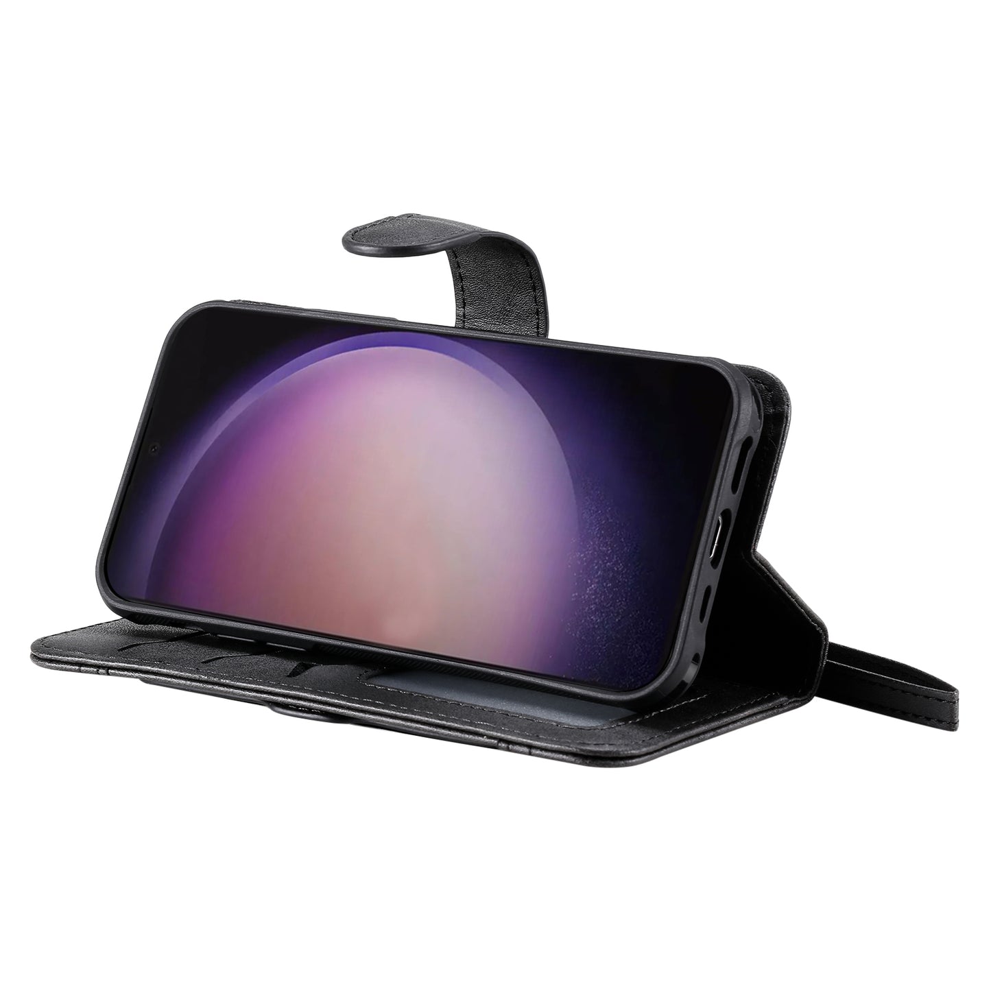 KT Leather Series-4 For Samsung Galaxy S24 Ultra Case 2-in-1 Detachable Stand Phone Cover - Black