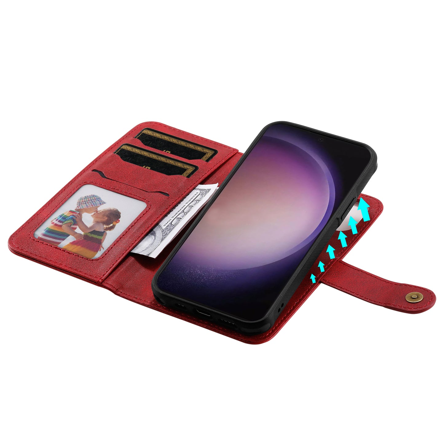 KT Leather Series-4 For Samsung Galaxy S24 Ultra Case 2-in-1 Detachable Stand Phone Cover - Red