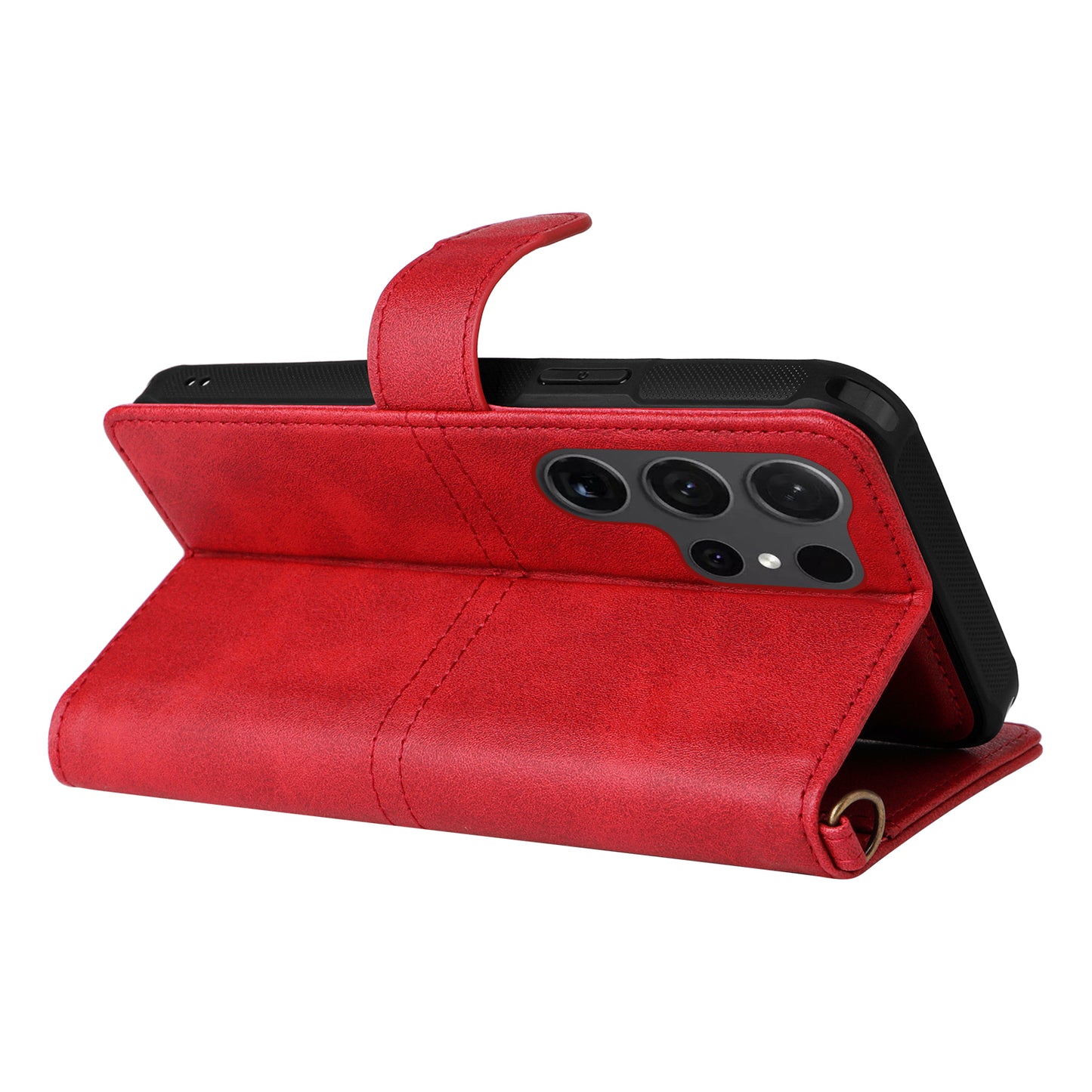 KT Leather Series-4 For Samsung Galaxy S24 Ultra Case 2-in-1 Detachable Stand Phone Cover - Red