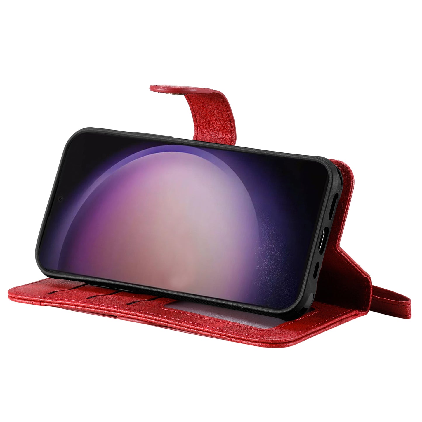 KT Leather Series-4 For Samsung Galaxy S24 Ultra Case 2-in-1 Detachable Stand Phone Cover - Red