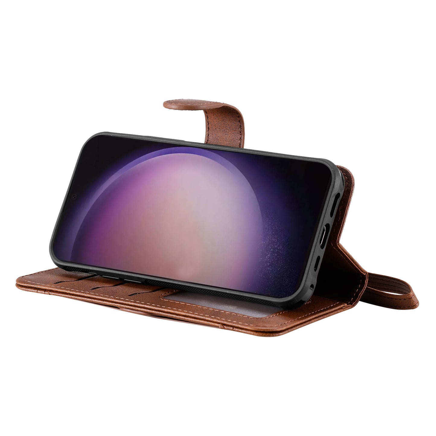 KT Leather Series-4 For Samsung Galaxy S24 Ultra Case 2-in-1 Detachable Stand Phone Cover - Coffee