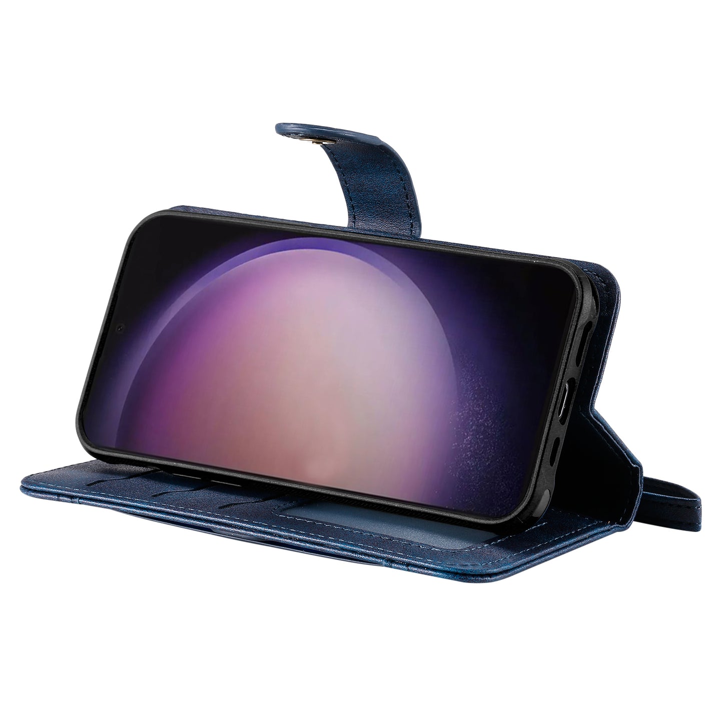KT Leather Series-4 For Samsung Galaxy S24 Ultra Case 2-in-1 Detachable Stand Phone Cover - Blue