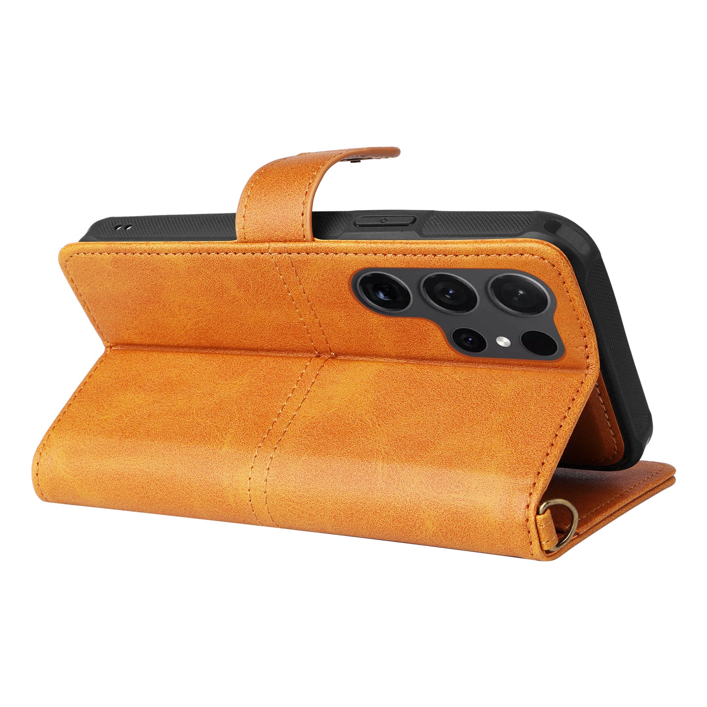 KT Leather Series-4 For Samsung Galaxy S24 Ultra Case 2-in-1 Detachable Stand Phone Cover - Brown