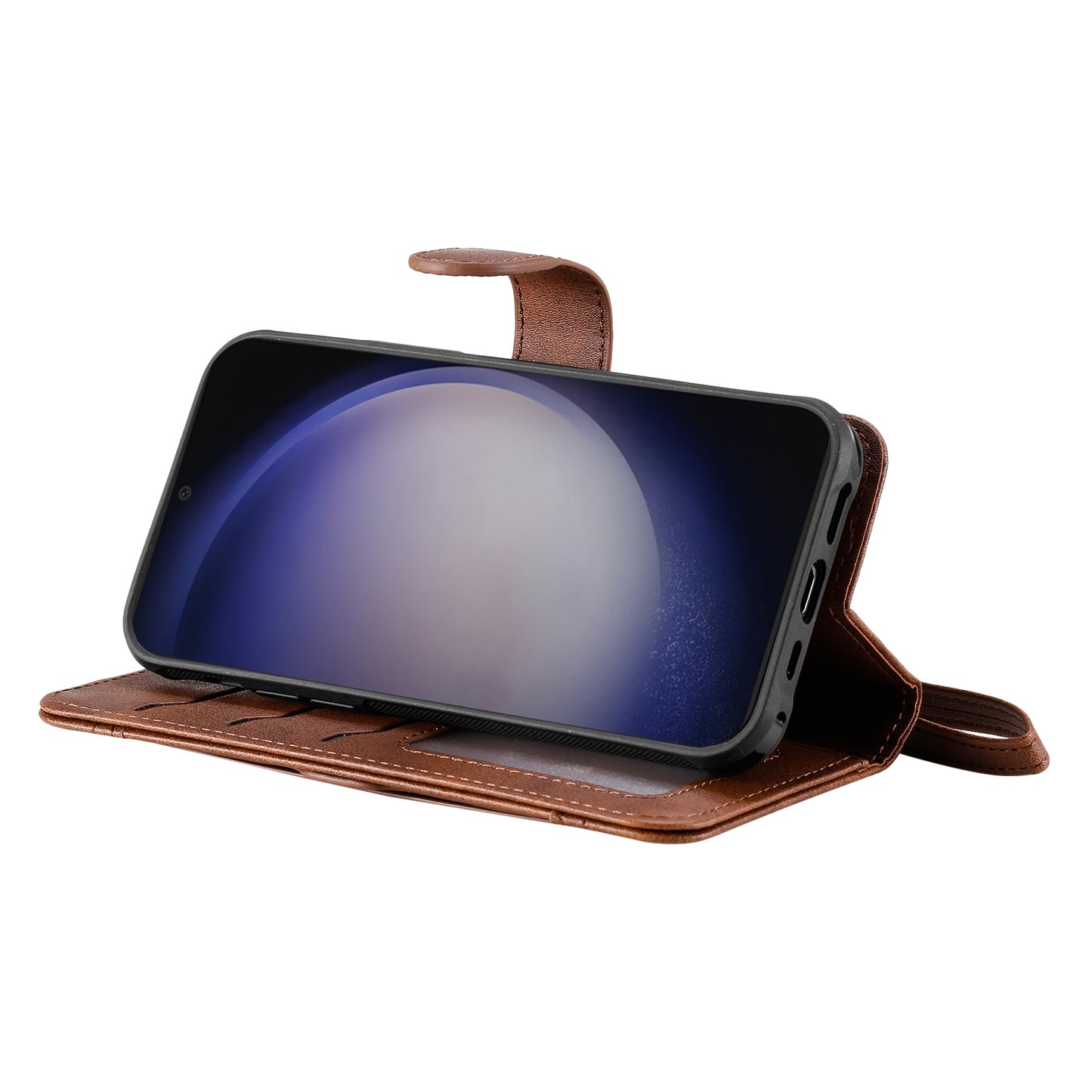 KT Leather Series-4 For Samsung Galaxy S24 Wallet Case 2-in-1 Detachable Flip Stand Phone Cover - Coffee