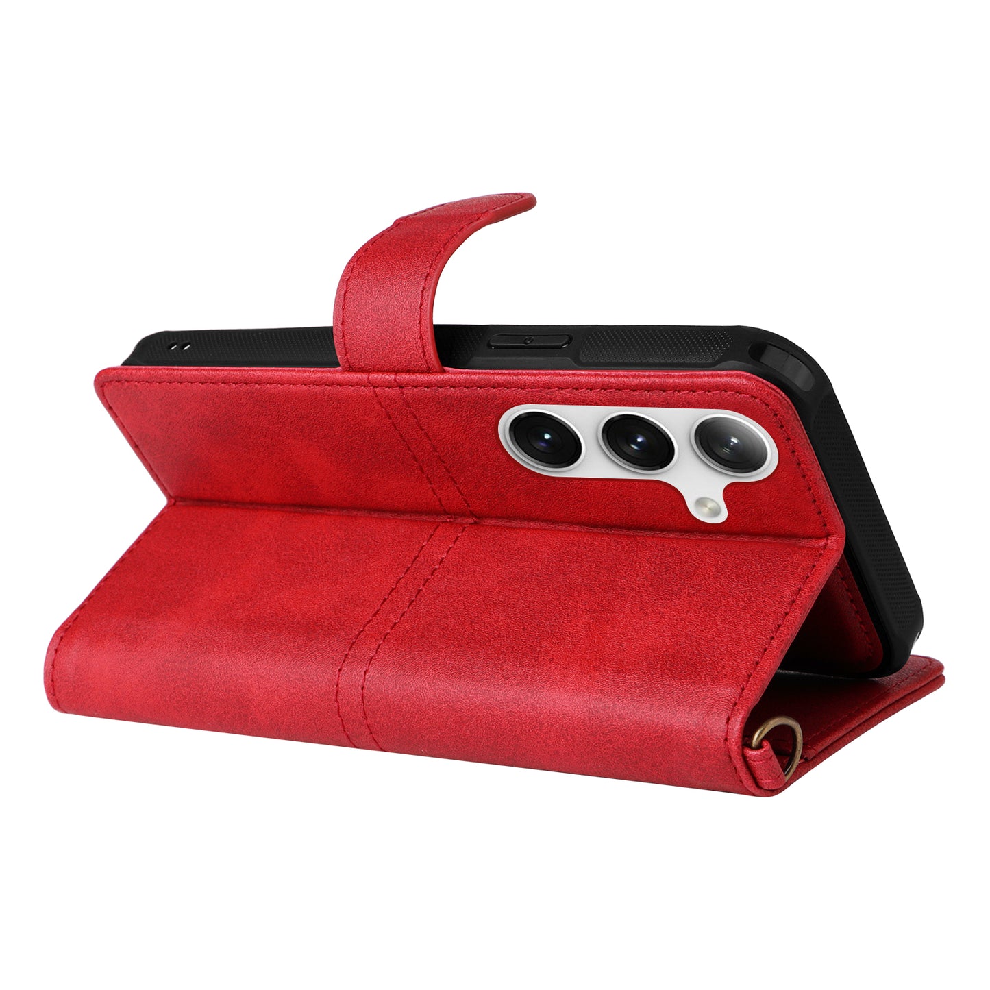 KT Leather Series-4 For Samsung Galaxy S24 Wallet Case 2-in-1 Detachable Flip Stand Phone Cover - Red