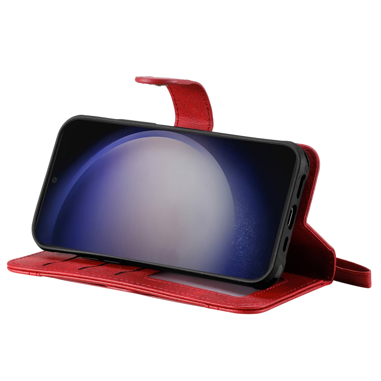 KT Leather Series-4 For Samsung Galaxy S24 Wallet Case 2-in-1 Detachable Flip Stand Phone Cover - Red