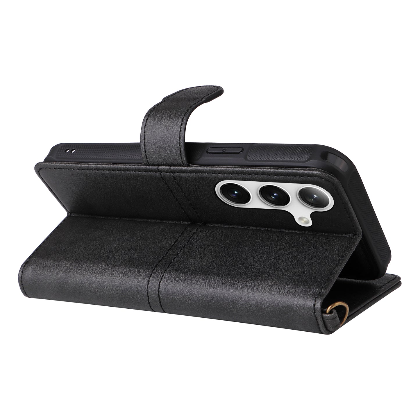 KT Leather Series-4 For Samsung Galaxy S24 Wallet Case 2-in-1 Detachable Flip Stand Phone Cover - Black