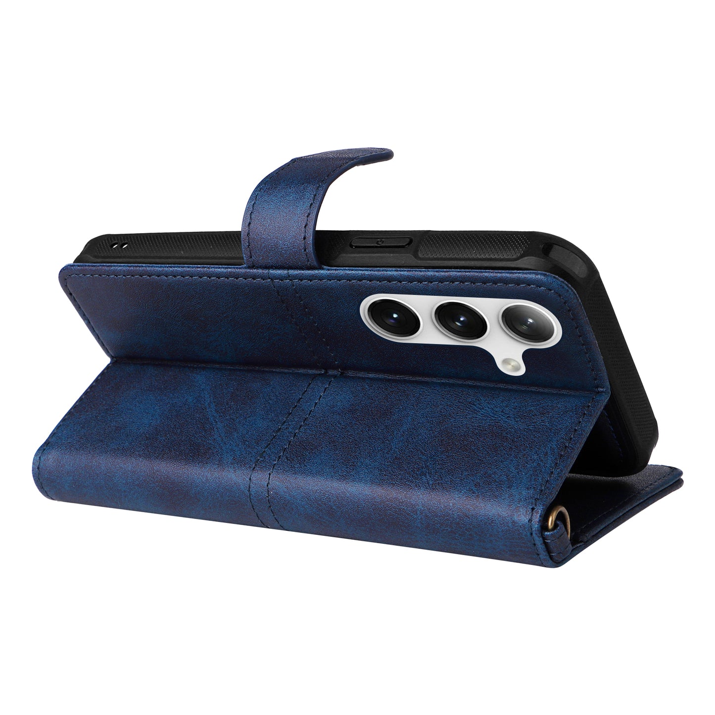 KT Leather Series-4 For Samsung Galaxy S24 Wallet Case 2-in-1 Detachable Flip Stand Phone Cover - Blue