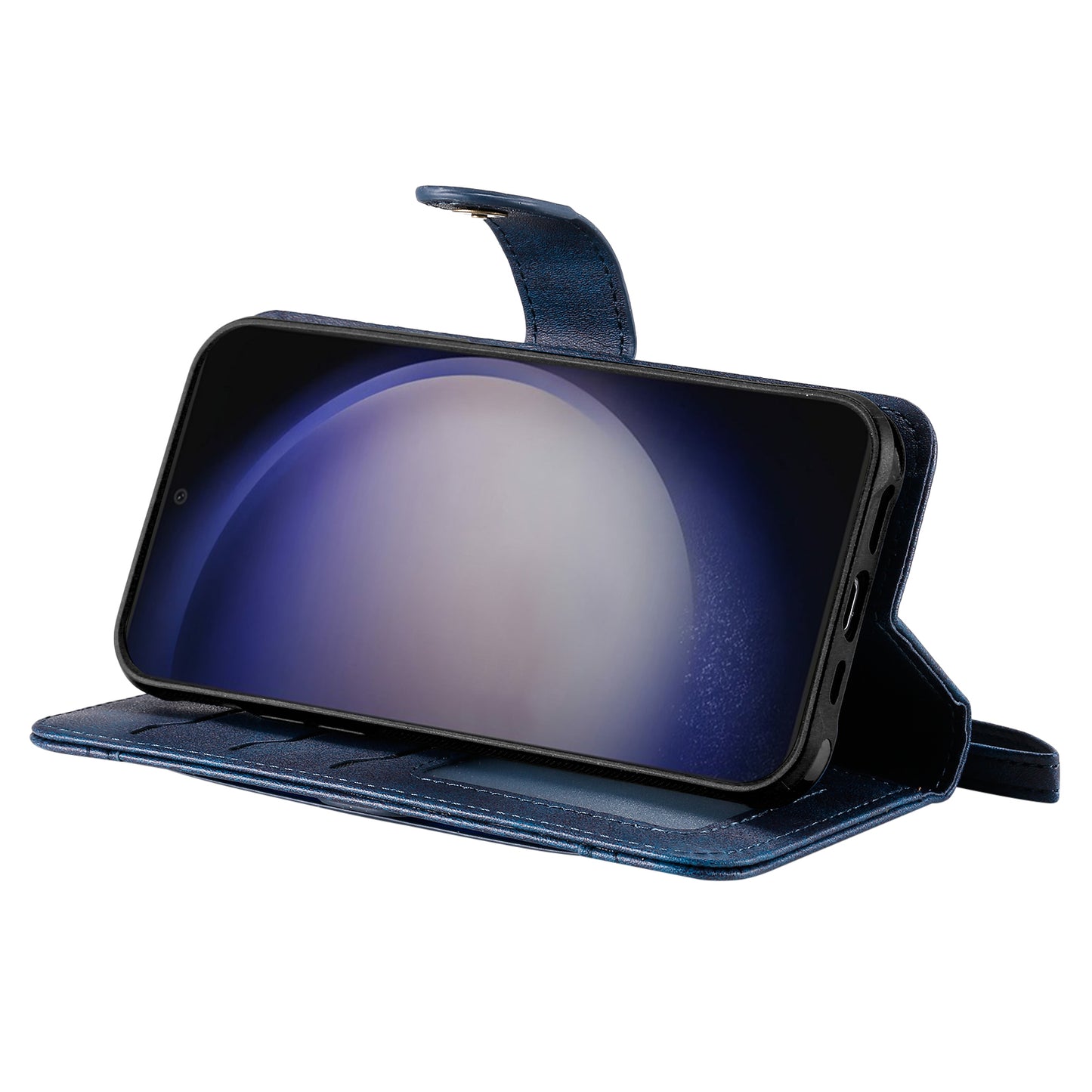 KT Leather Series-4 For Samsung Galaxy S24 Wallet Case 2-in-1 Detachable Flip Stand Phone Cover - Blue