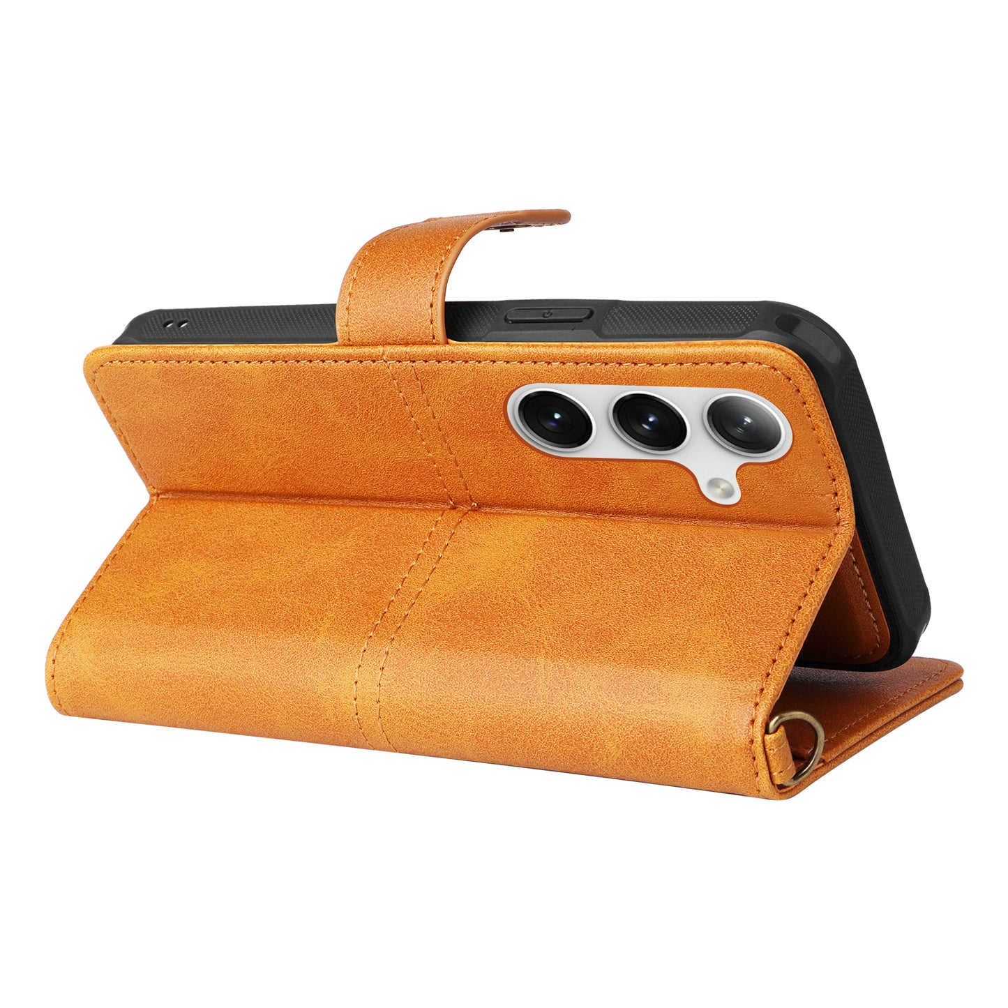 KT Leather Series-4 For Samsung Galaxy S24 Wallet Case 2-in-1 Detachable Flip Stand Phone Cover - Brown