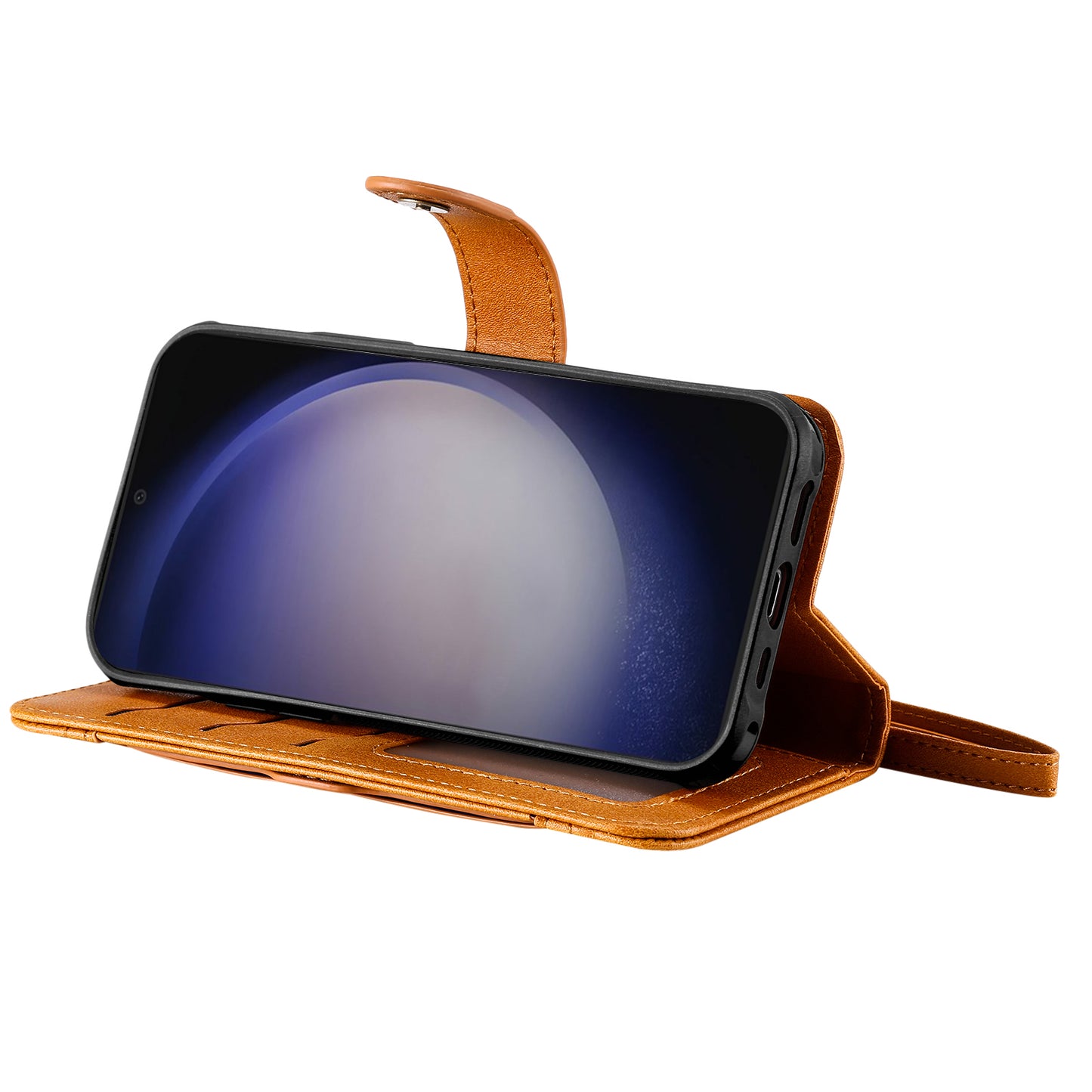 KT Leather Series-4 For Samsung Galaxy S24 Wallet Case 2-in-1 Detachable Flip Stand Phone Cover - Brown