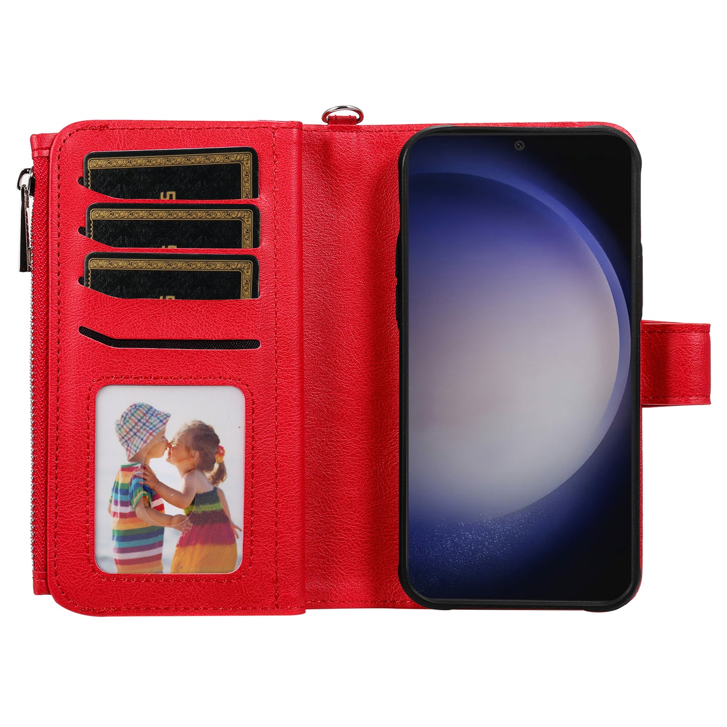 KT Multi-functional Series-4 for Samsung Galaxy S24+ Case Detachable 2-in-1 PU Leather Phone Cover - Red