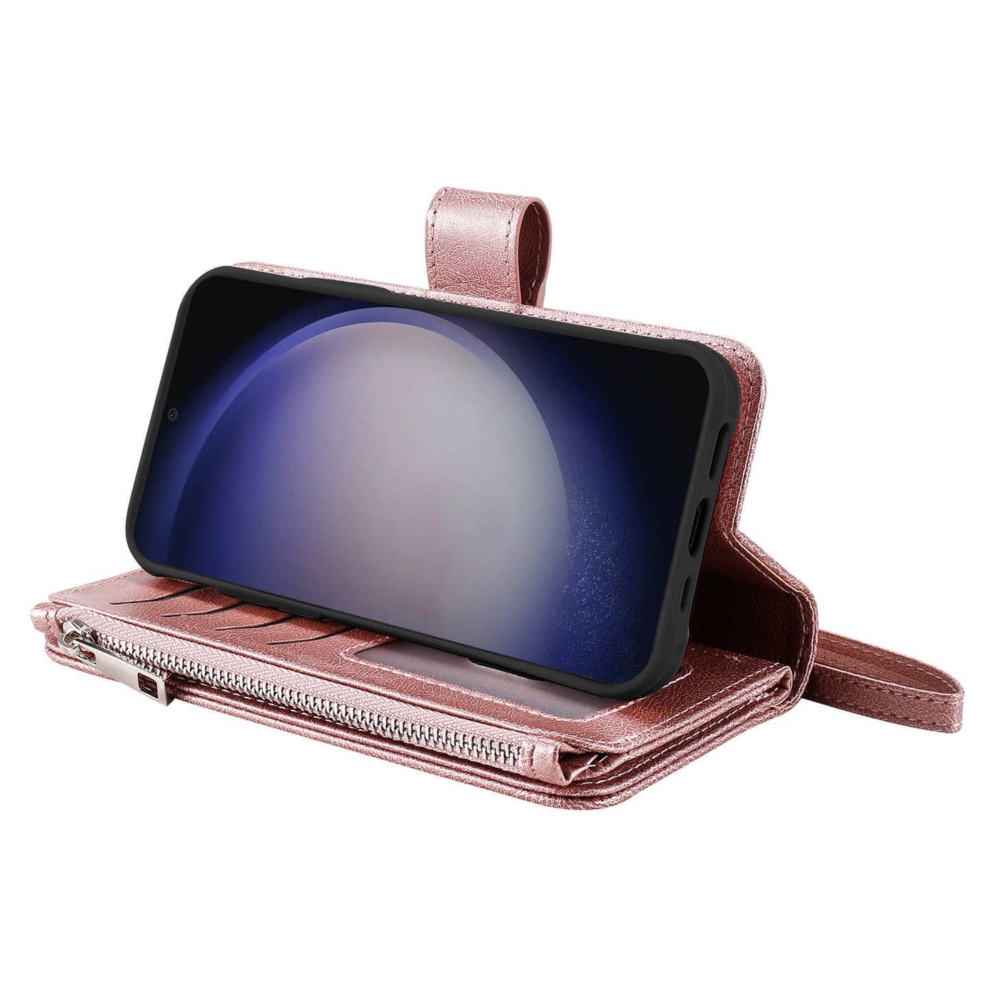 KT Multi-functional Series-4 for Samsung Galaxy S24+ Case Detachable 2-in-1 PU Leather Phone Cover - Rose Gold