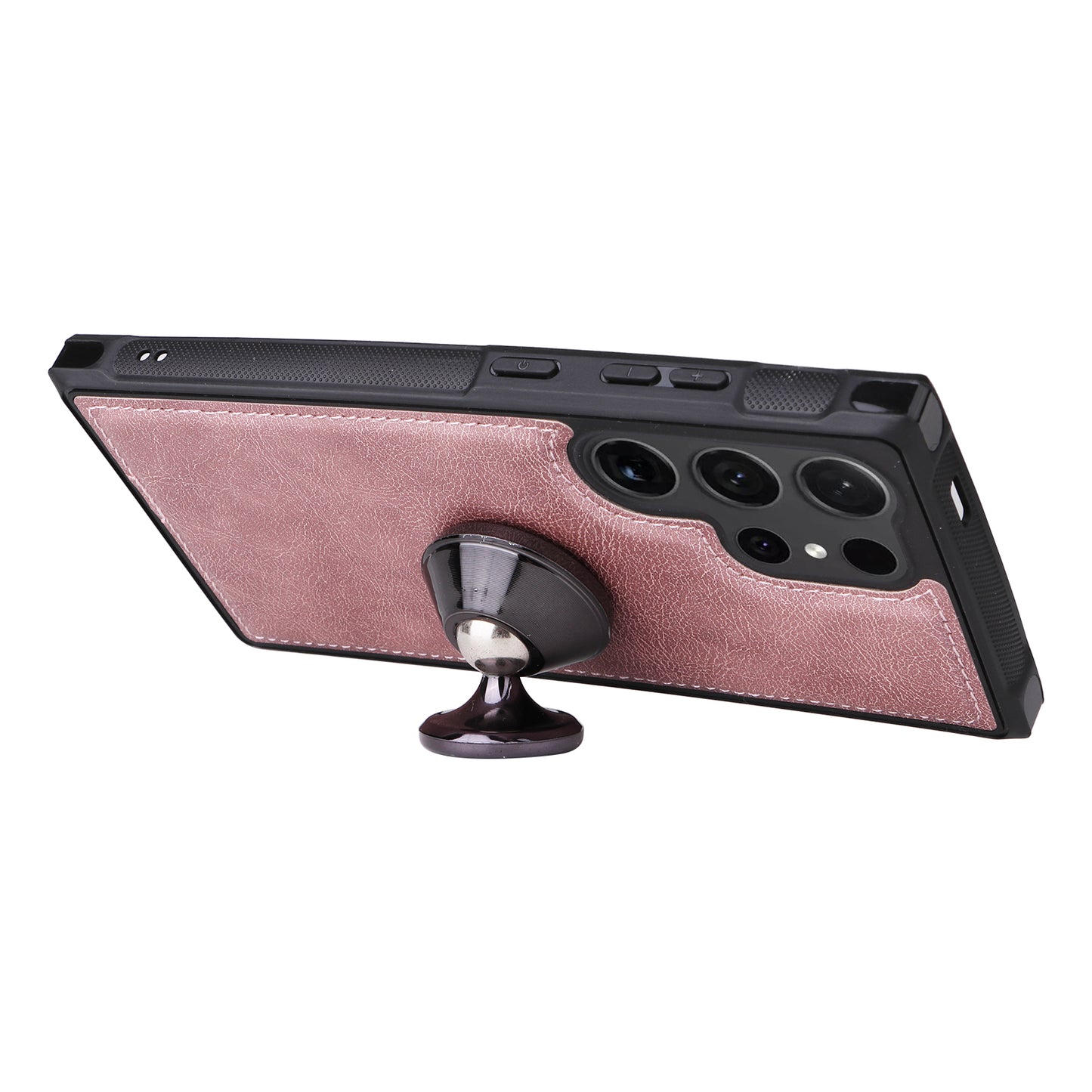 KT Multi-functional Series-4 for Samsung Galaxy S24 Ultra Case Magnetic Leather Zipper Pocket Phone Cover - Rose Gold