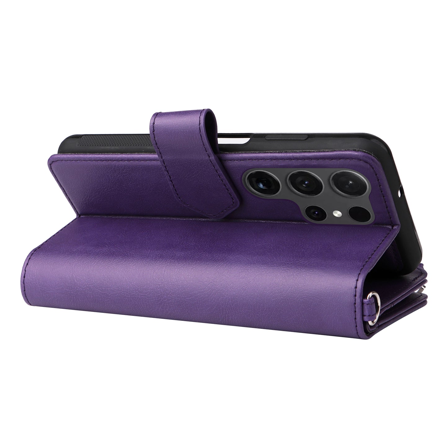 KT Multi-functional Series-4 for Samsung Galaxy S24 Ultra Case Magnetic Leather Zipper Pocket Phone Cover - Purple