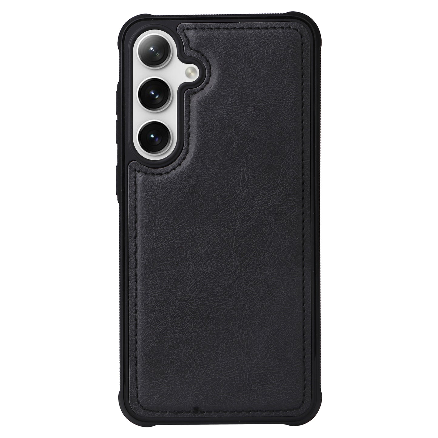 KT Multi-functional Series-4 for Samsung Galaxy S24 Magnetic Case Card Slots Stand Zipper Phone Cover - Black