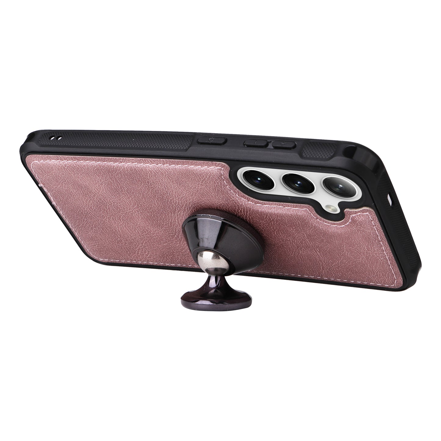 KT Multi-functional Series-4 for Samsung Galaxy S24 Magnetic Case Card Slots Stand Zipper Phone Cover - Rose Gold