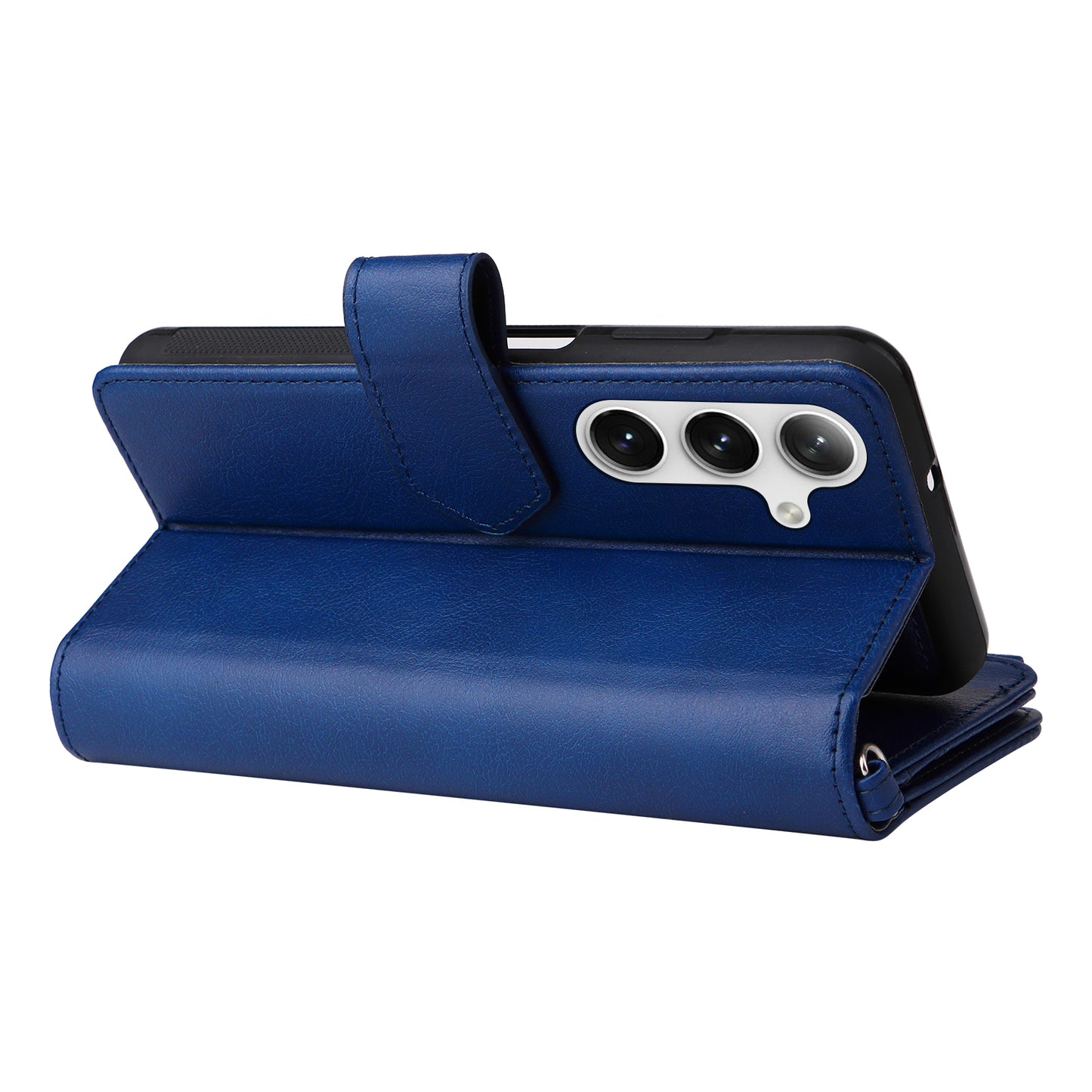 KT Multi-functional Series-4 for Samsung Galaxy S24 Magnetic Case Card Slots Stand Zipper Phone Cover - Blue