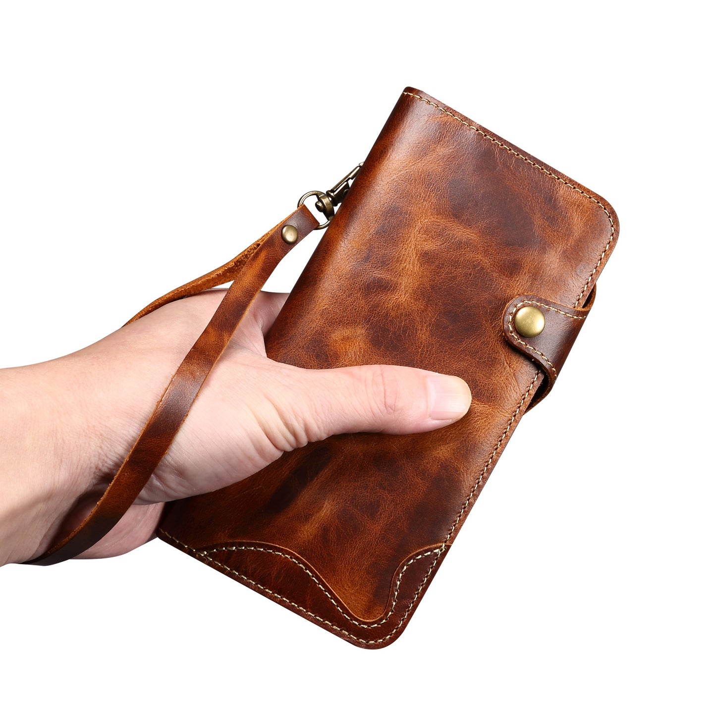 For Samsung Galaxy S24 Case Buckled Genuine Cow Leather+TPU Phone Wallet Cover - Purple