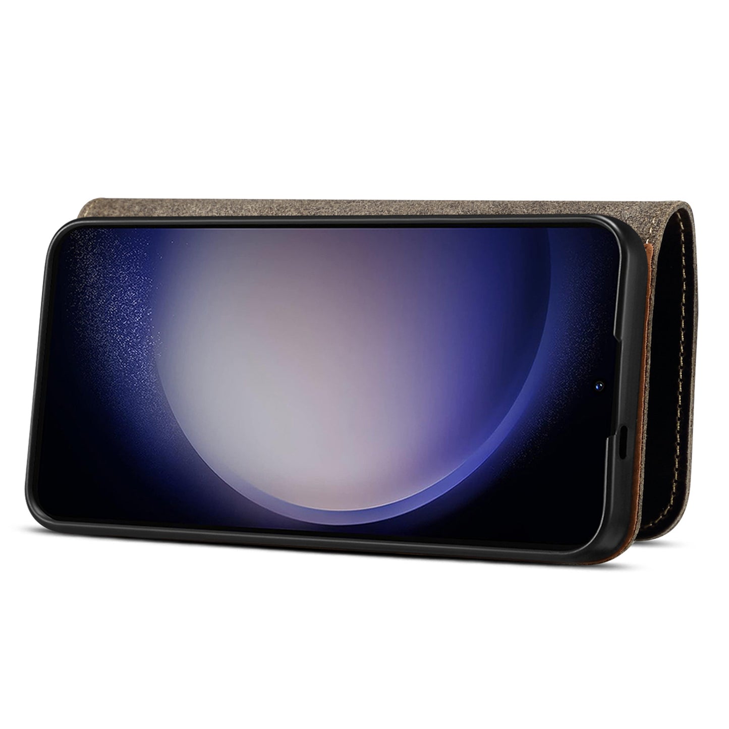 For Samsung Galaxy S24 Ultra Cell Phone Case Buckled Retro Oil Wax Wallet Cover - Blue